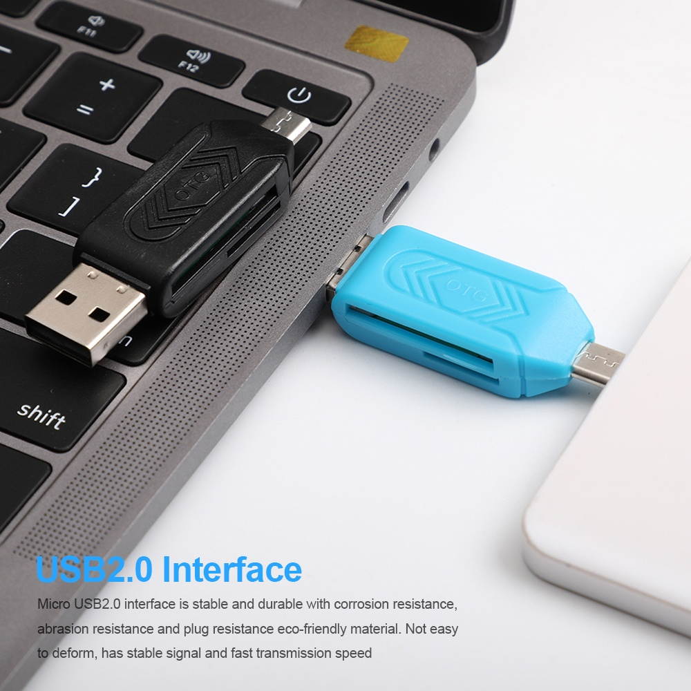 Multifunctional Card Reader USB A Micro USB 2-in-1 OTG Card Reader Support SD/TF Card for Phone PC Laptop Black
