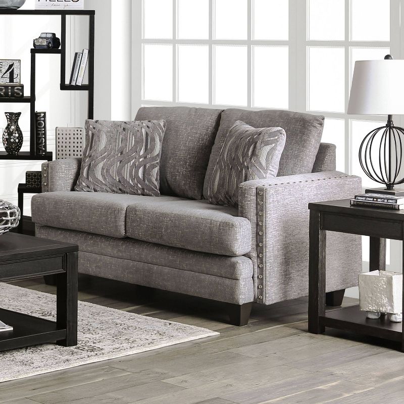 Faux Leather Accent Chair and Ottoman Charcoal Gray - EveryRoom