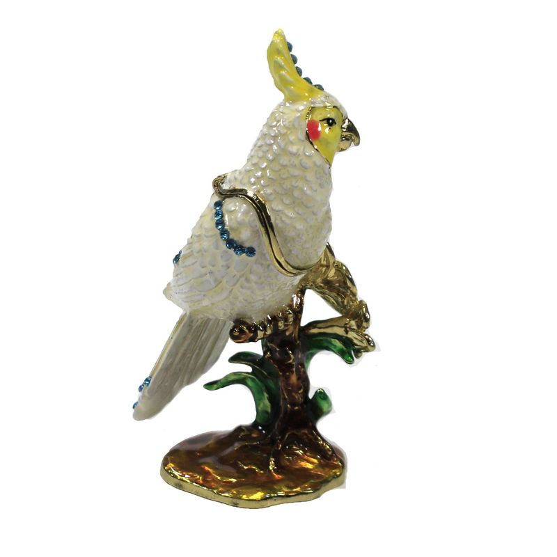 Hinged Trinket Box 3.5" Coakatoo Bird Flowers Parrot  -  Decorative Figurines