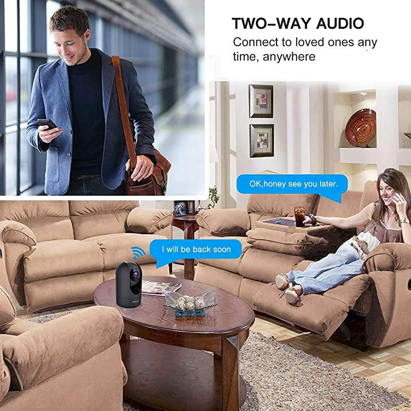 Home Security Camera  R4S 4MP WiFi IP CameraWireless Baby Monitor with AI Human Detection Sound Detection 33ft Night Vision 2 Way Audio Camera Compatible with Alexa Black