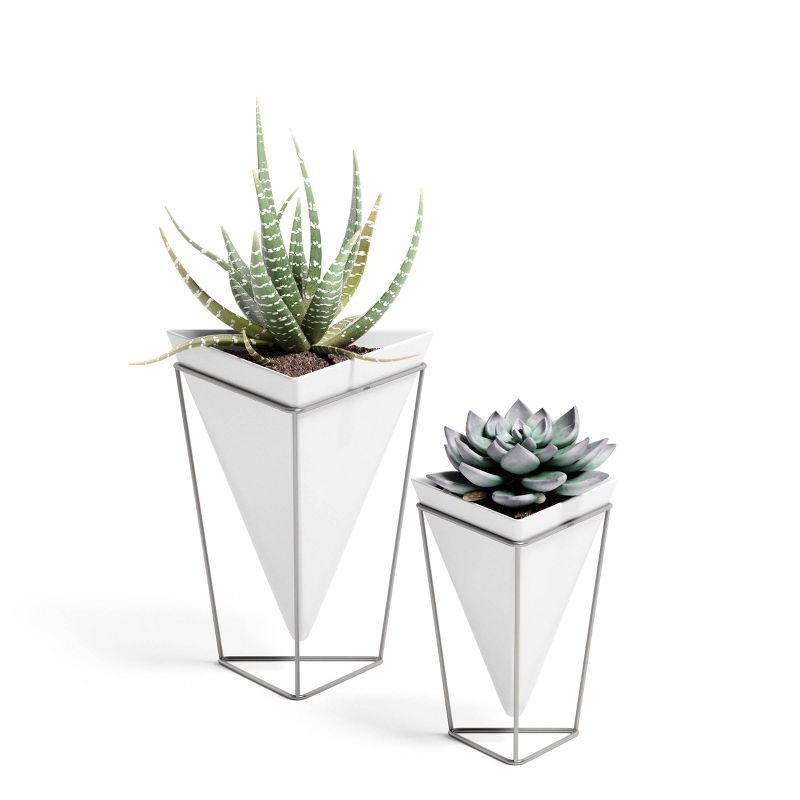 Set of 2 Trigg Tabletop Vessels White/Nickel - Umbra