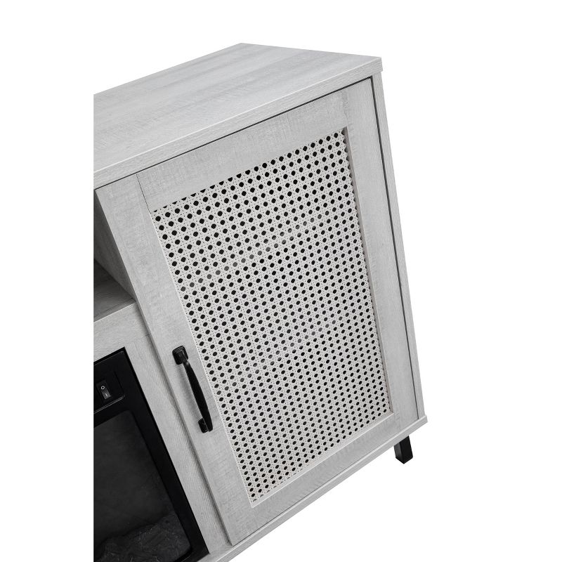 54" Transitional Electric Fireplace Saw Cut TV Stand for TVs up to 60" Off White - Home Essentials