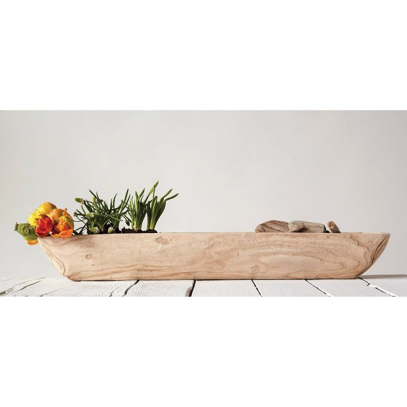7" x 5" Decorative Rectangle Paulownia Wood Trug Natural - 3R Studios