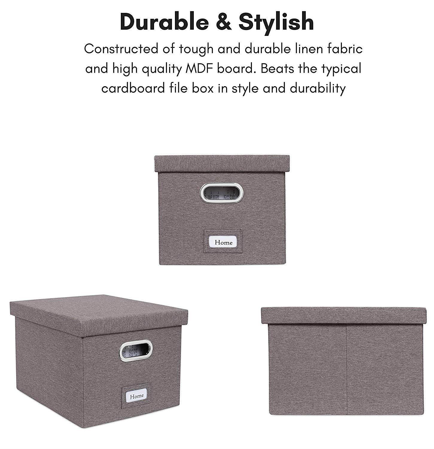 Internet's Best Collapsible File Storage Organizer | Decorative Linen Filing & Storage Office Box | Letter/Legal | Charcoal | 1 Pack