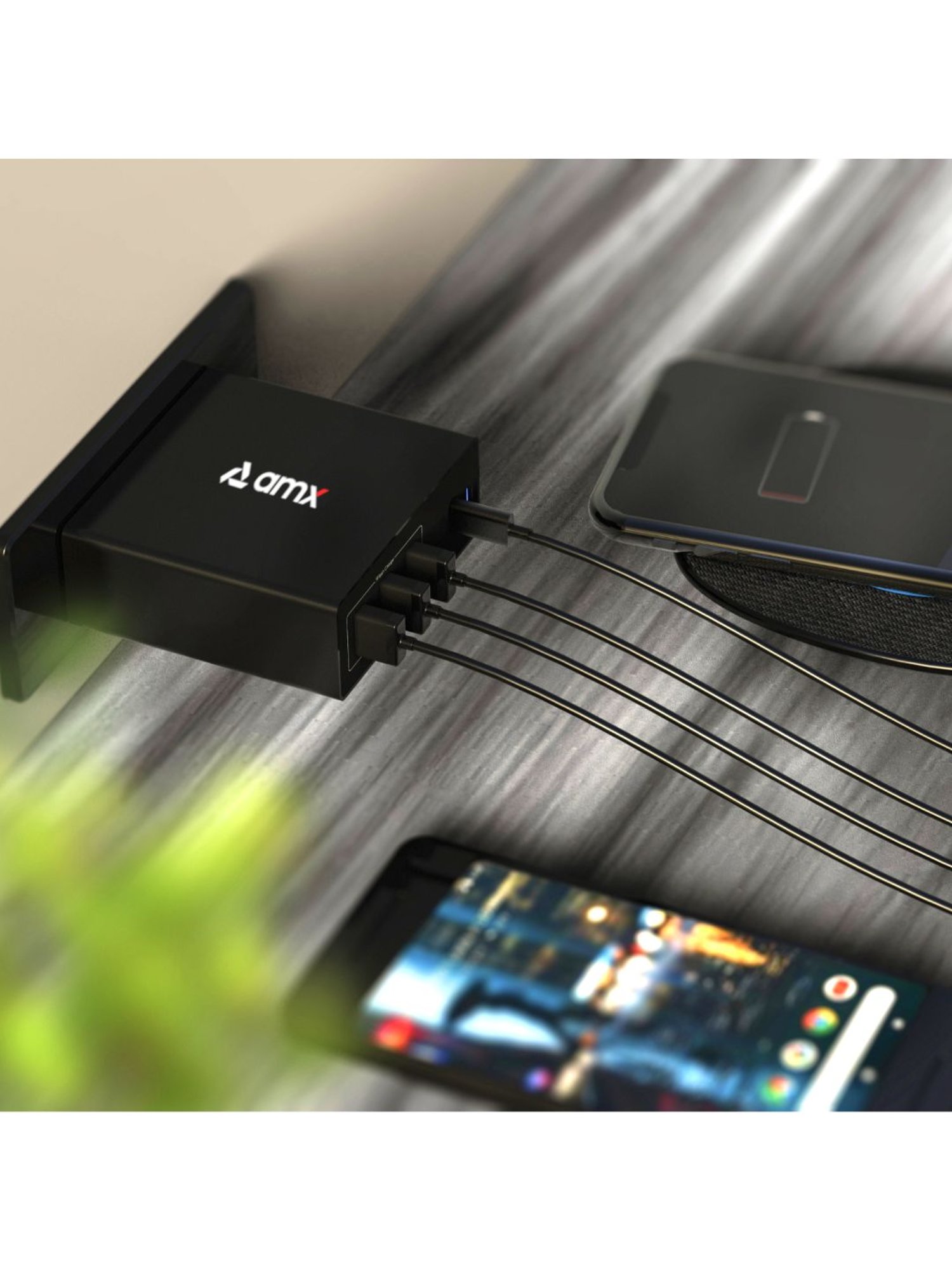 AMX XP 60 4 Port 62W Wall Charger 45W USB C Power Delivery PPS 3.0 (Black)