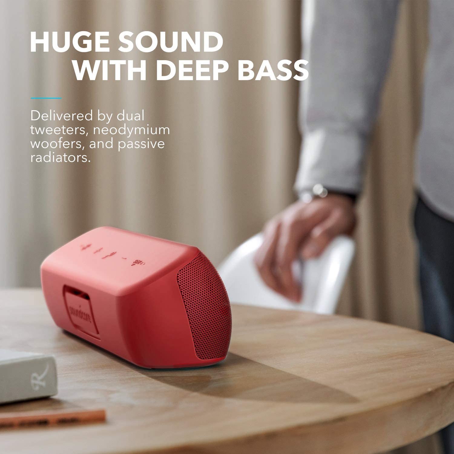 Anker Soundcore Motion+ Bluetooth Speaker with Hi-Res 30W Audio, Extended Bass and Treble, Wireless HiFi Portable Speaker with App, Customizable EQ, 12-Hour Playtime, IPX7 Waterproof, and USB-C