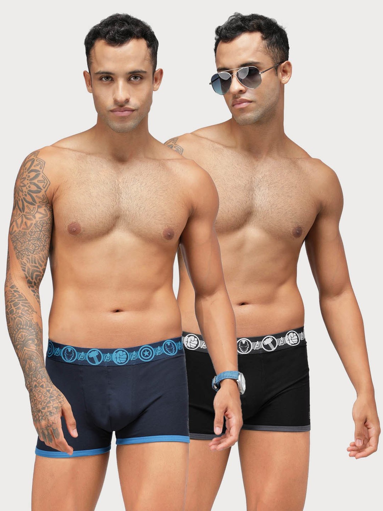 Zoiro Black & Navy Regular Fit Trunks - Pack Of 2