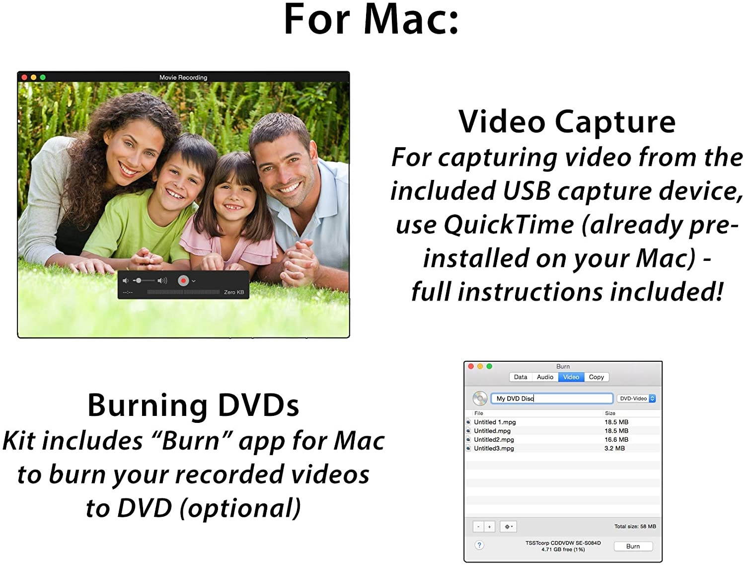 ClearClick VHS to DVD Kit for PC & Mac - USB Device Software Instructions & Tech Support - Capture Video from VCR VHS Hi8 Camcorders Gaming Systems
