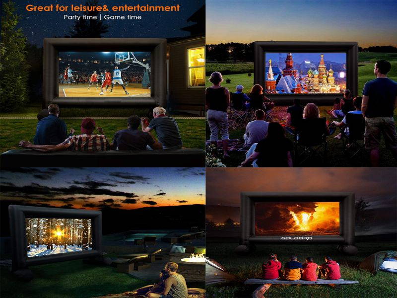 Jumbo 16 Feet Inflatable Outdoor and Indoor Theater Projector Screen - Includes Inflation Fan, Tie-Downs and Storage Bag - Supports Front and Rear Projection