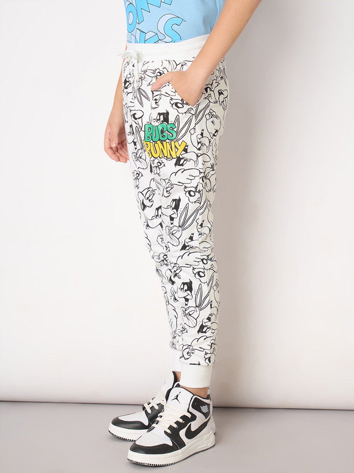 Jack & Jones Junior White & Black Printed Joggers