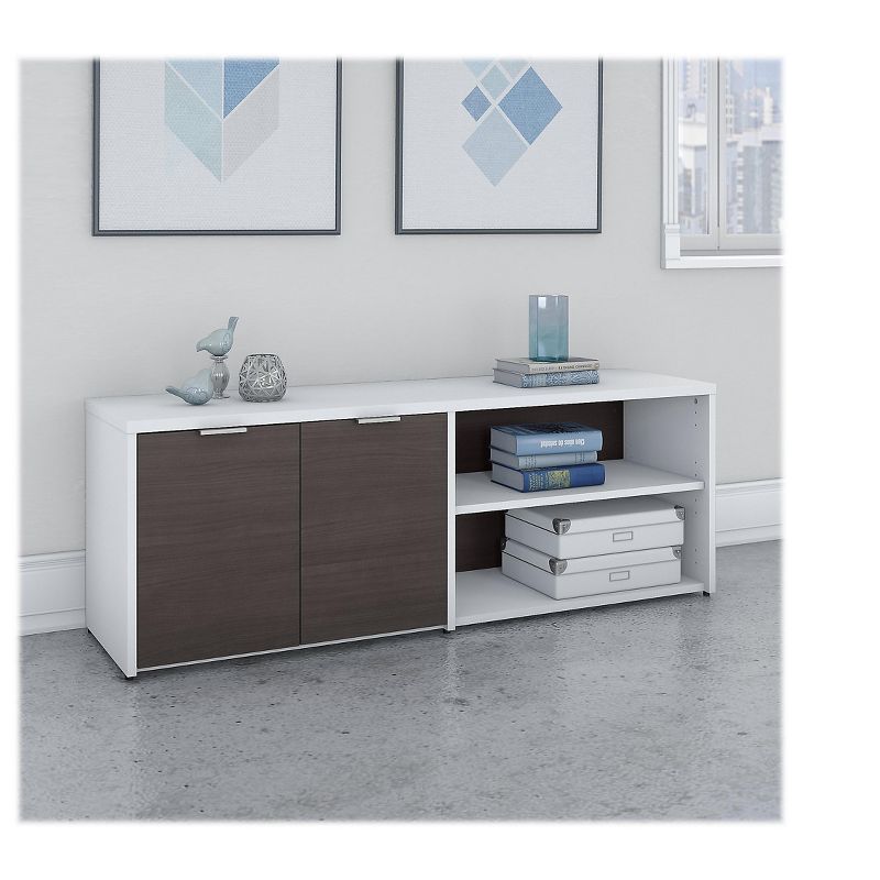 Bush Business Furniture 21.2 Low Storage Cabinet w/Doors and 4 Shelves Storm Gray/White JTS160SGWH
