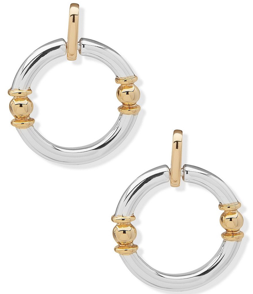 Lauren Ralph Lauren Two Tone Round Link Drop Earrings