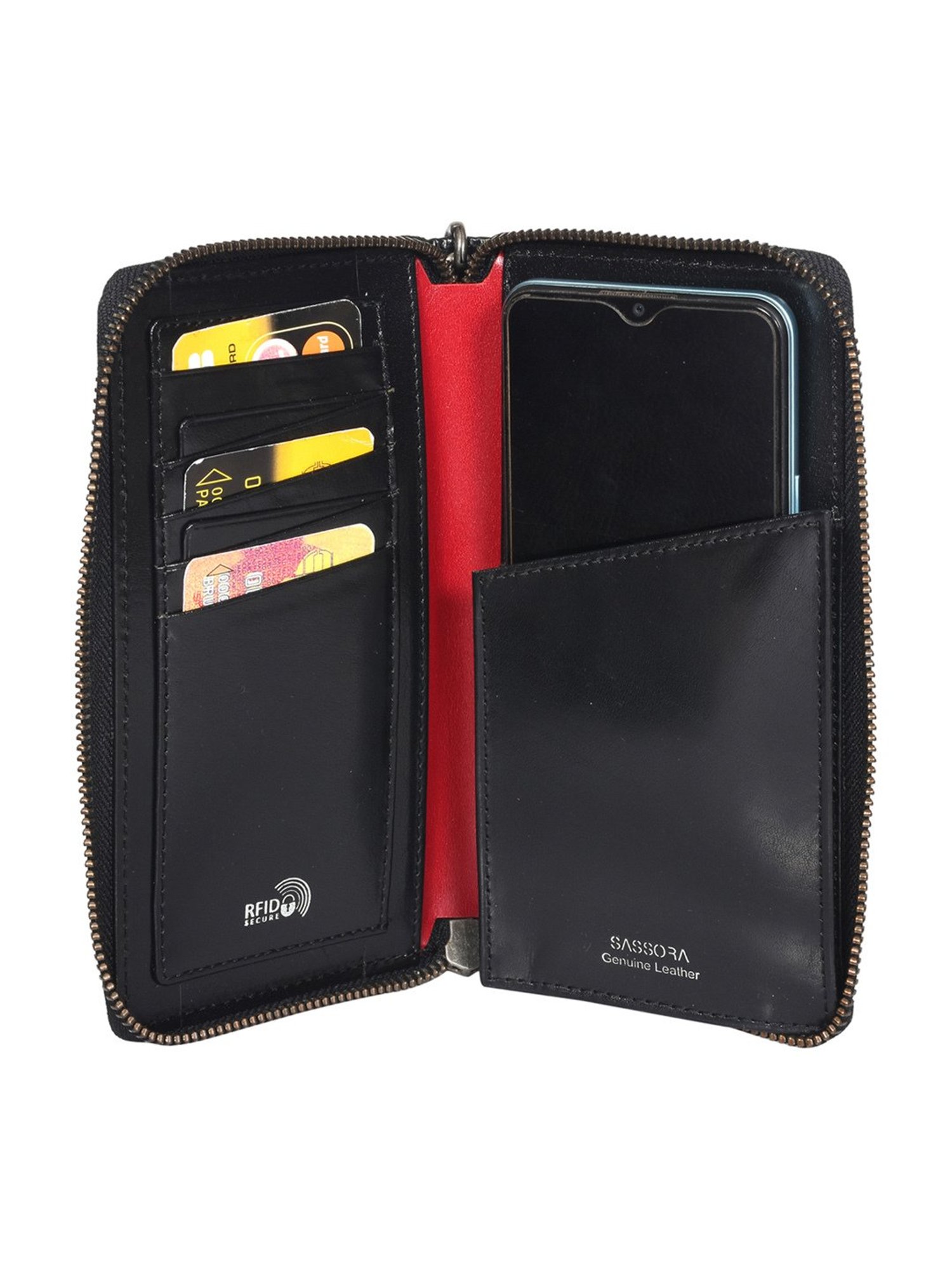 Sassora Aria Black Small Leather Travel Wallet for Women