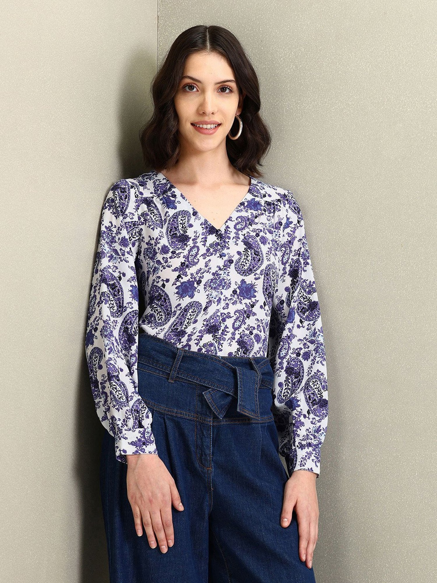 U.S. Polo Assn. Blue Floral Print Top