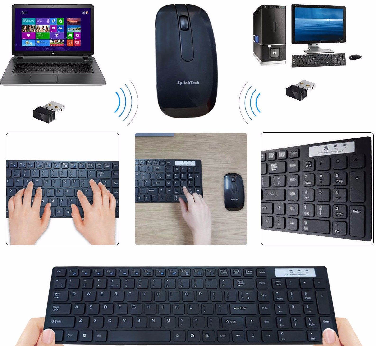 2.4GHz SLIM Wireless Keyboard and Cordless Mouse Combo Set For Desktop Laptop PC