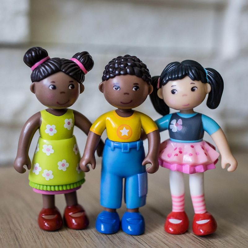 HABA Little Friends Lara - 4" Bendy Doll Figure with Black Pigtails