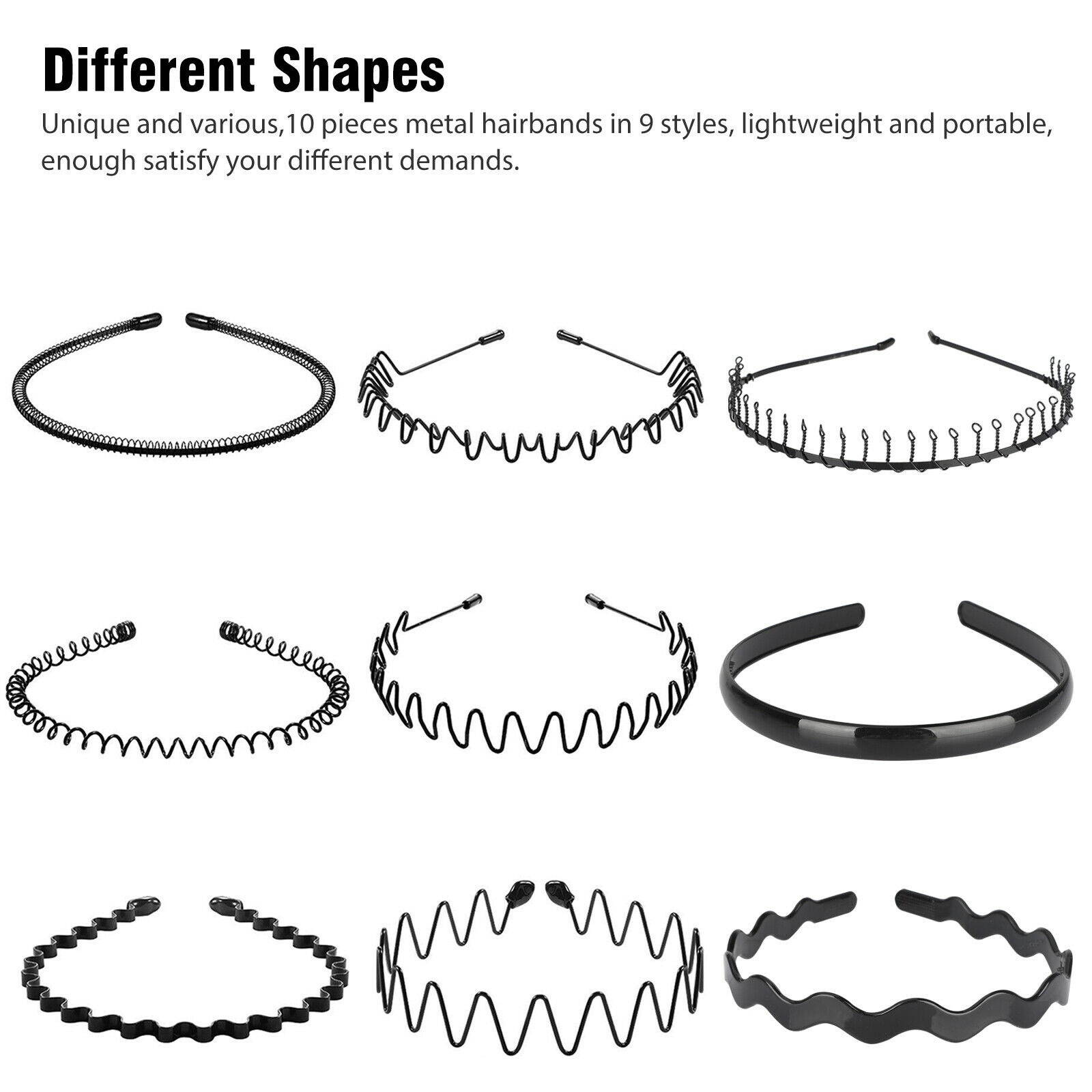 6/10pcs Metal Sports Hairband Headband Wave Style Hair Band Set Men Women Makeup