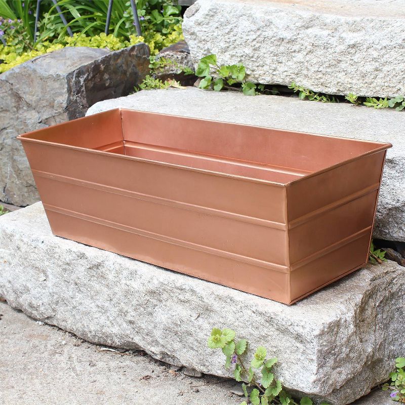 Medium Rectangular Galvanized Metal Planter Box Copper - ACHLA Designs