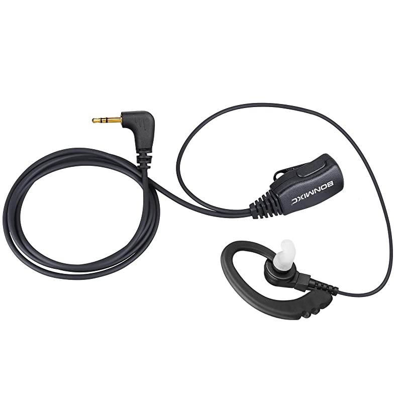 2 Pack Walkie Talkie Earpiece Mic PTT Compatible with Motorola Talkabout Cobra 25mm 1Pin TwoWay Radio Earpiece Reinforced Cable G Shape inEar
