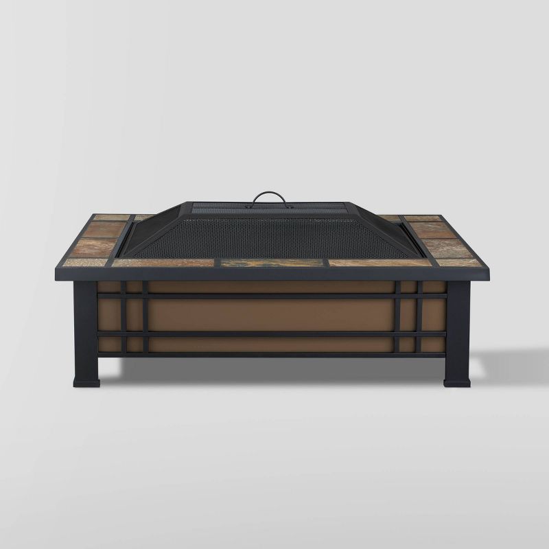 Hamilton Rectangle Wood Burning Fire Pit Brown - Real Flame