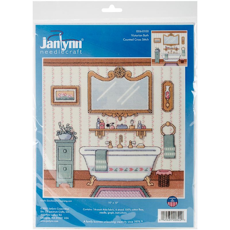 Janlynn Counted Cross Stitch Kit 10"X10"-Victorian Bath (14 Count)