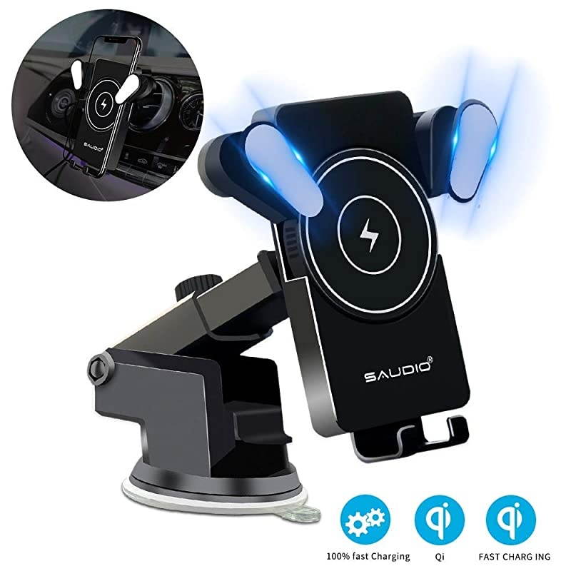 Wireless Car Charger Mount,Qi Automatic Clamping  Dashboard Air Vent Gravity Sensor Phone Holder Compatible with iPhone X/Xs MAX/XS/XR/X/8/8+,Samsung S10/S10+/S9/S9+/S8/S8+