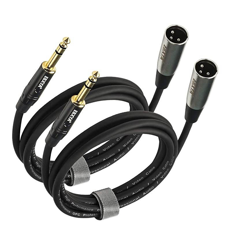 1/4" TRS to XLR Male Balanced Mic Microphone Cable 6ft, 2 Packs