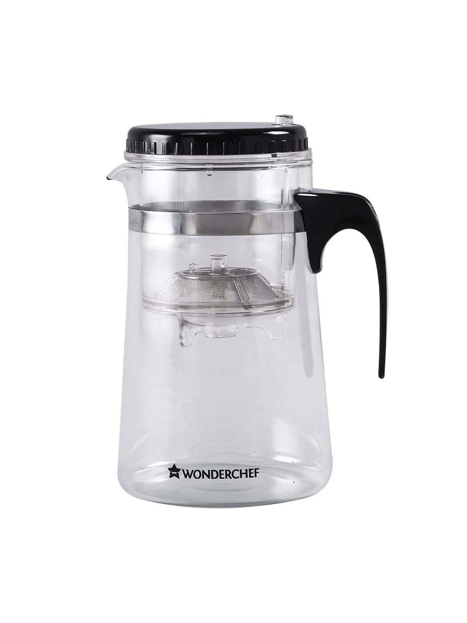 Wonderchef French Press Coffee & Tea Maker with Stainless Steel Plunger & Mesh (350 ml, Black)