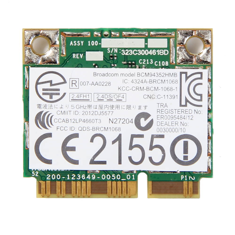 Dual Band For BCM94352HMB 867Mbps Wifi Bluetooth BT 4.0 Mini PCI-E Half Wireless WI-Fi Card BCM94352 802.11/ac DW1550