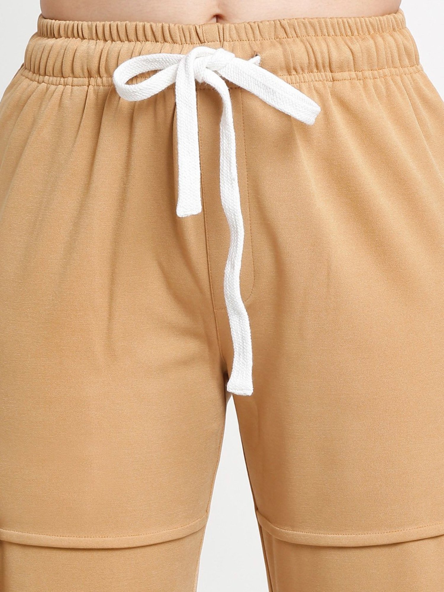 EVERDION Tan Straight Fit Mid Rise Cargo Pants