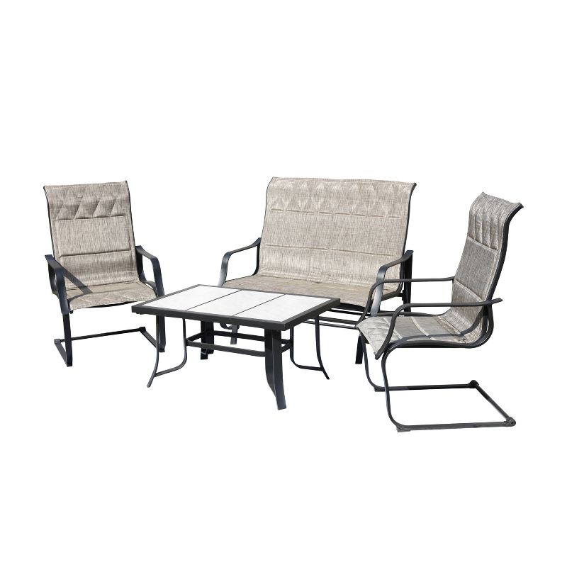 4pc Conversation Steel Patio Seating Sets Gray - Lokatse