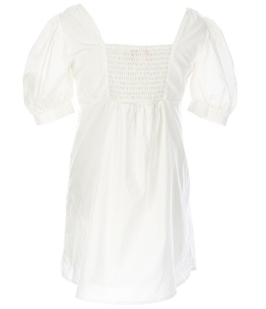 GB GB Girls Little Girls 2T-6X Puff-Shoulder Poplin A-Line Dress