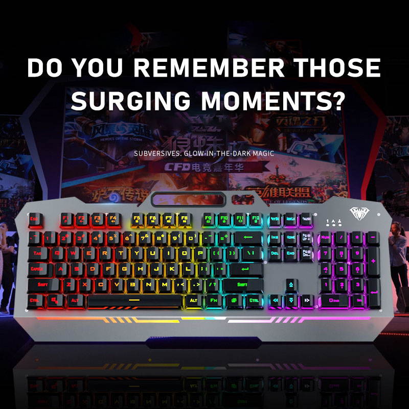 AULA F3010 Wired Gaming Keyboard 26 Keys Anti-ghosting Ergonomic Metal Panel Mix Backlit LED Gamer Keyboard for Desktop Laptop