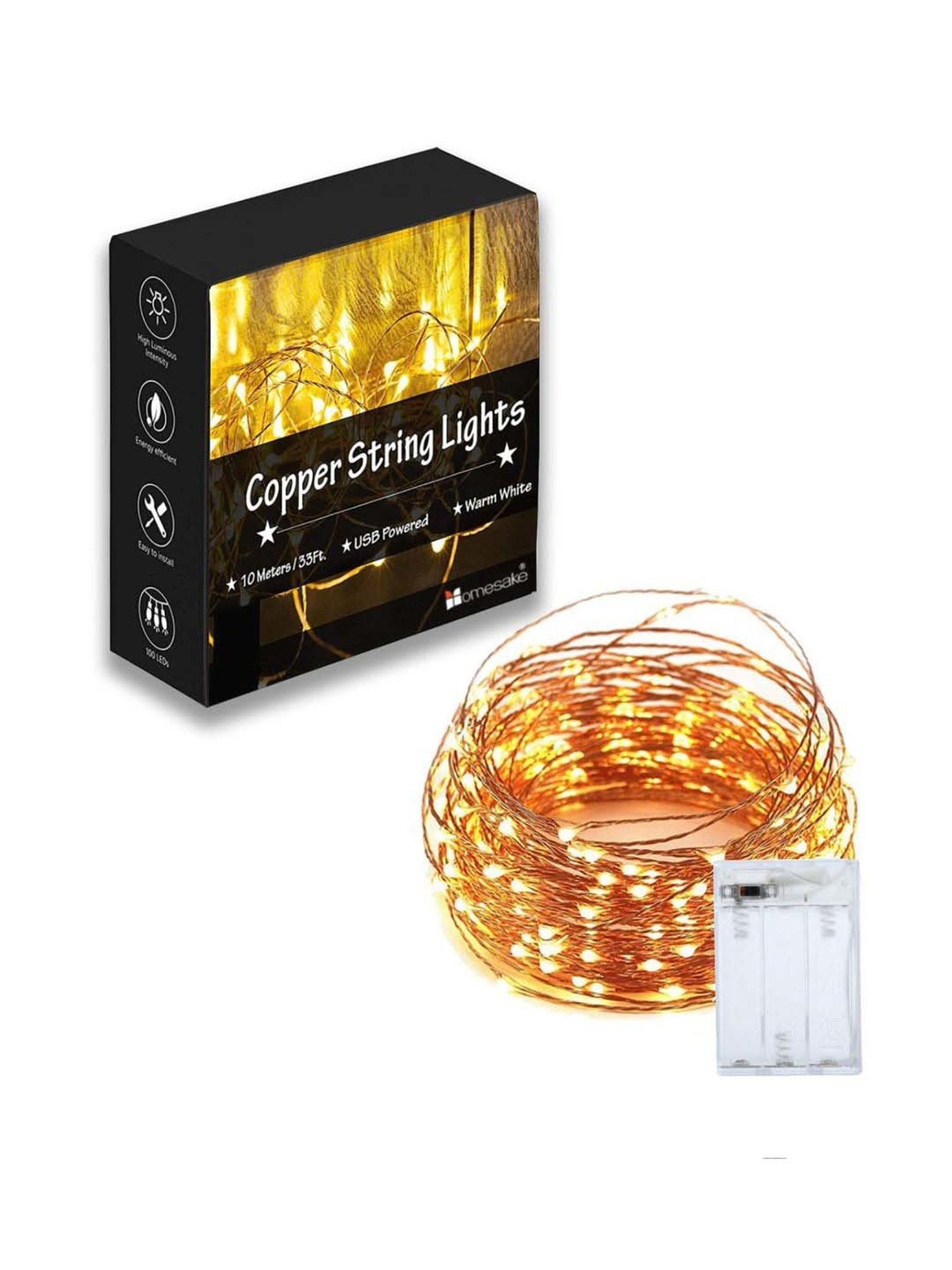 Homesake Yellow Copper 50-Led Fairy String Lights - Set of 8