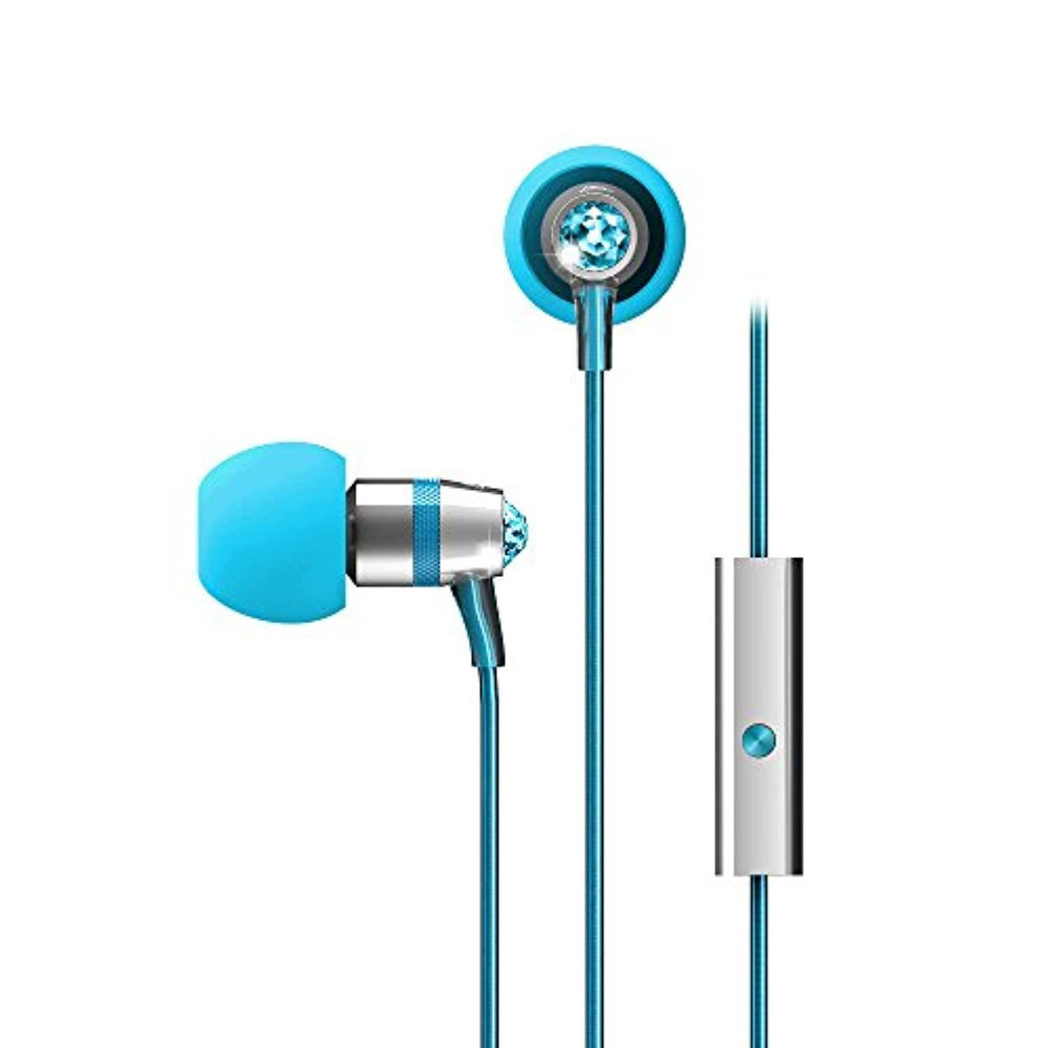 Mee audio Turquoise Blue  EP-M11J-TQ-MEE  In-Ear Headphones with Microphone Made with Swarovski Crystals
