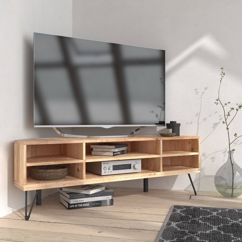 Tyrone Corner TV Stand for TVs up to 52" Natural/Black - Summerland Home