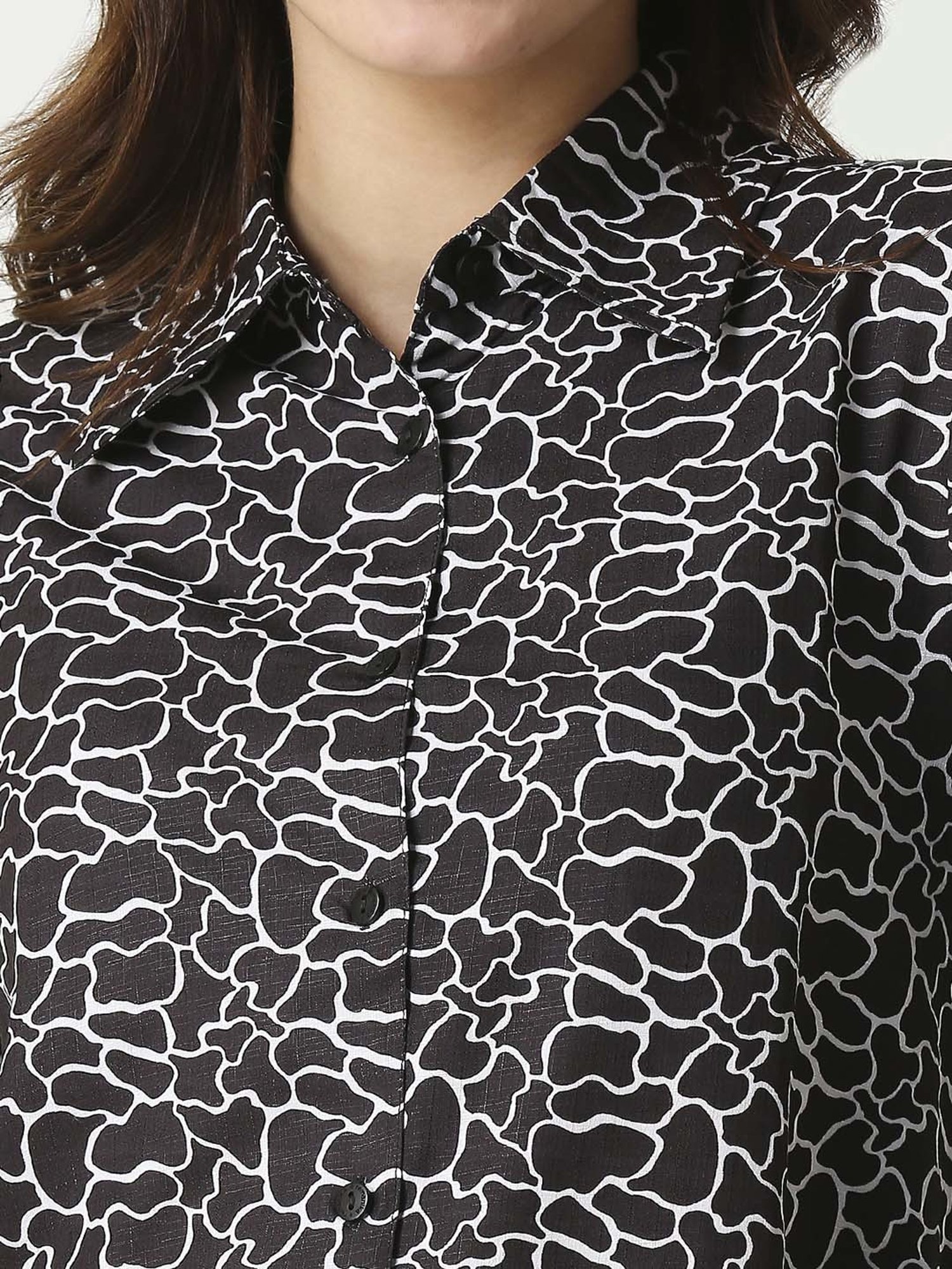 Remanika Black Cotton Printed Shirt