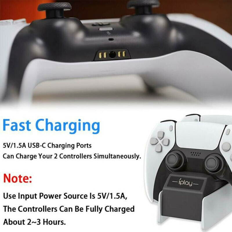 Dual Charging Station Charger Dock For PlayStation 5 Dual Sense Controller, 2 Ports USB Type-C Charger Dock Stand for PS5