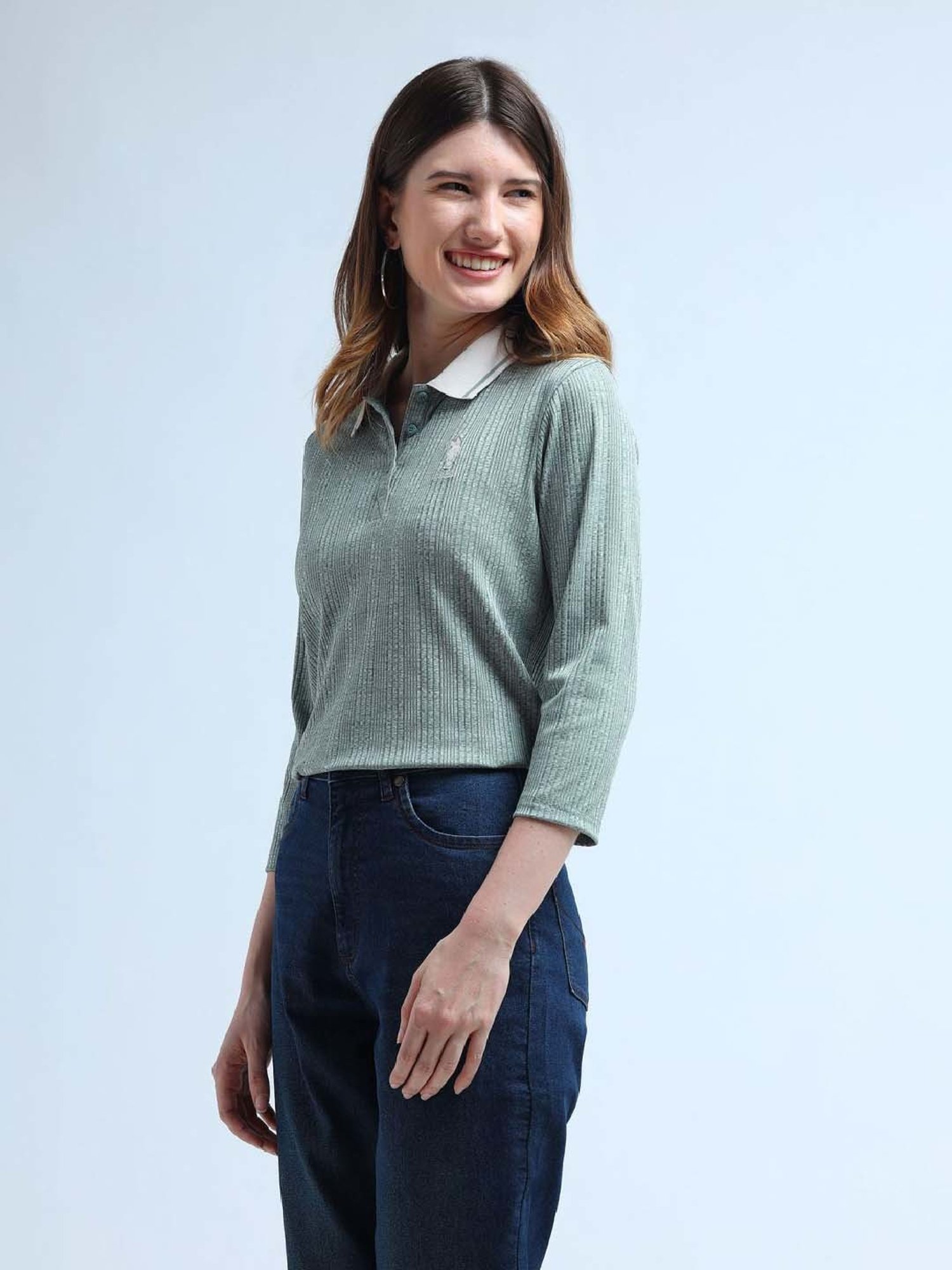 U.S. Polo Assn. Green Self Pattern T-Shirt