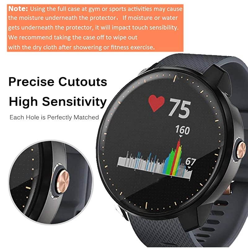 Pack] Compatible Garmin vivoactive 3 Music Case with Charger Port Protector, Silicone Anti-dust Plug and TPU All Around Protective Case Cover Bumper for vivoactive 3 Music Multicolor