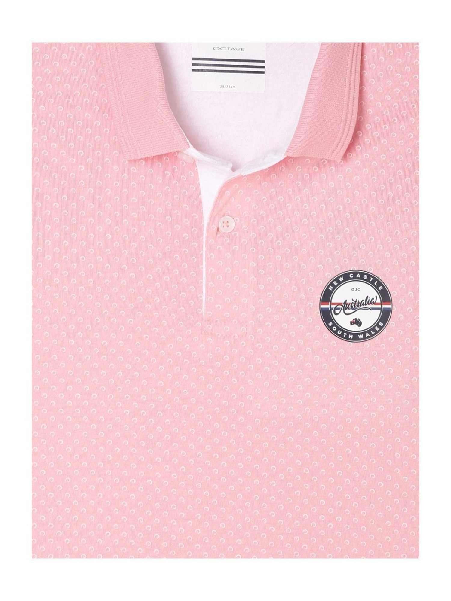 Octave Kids Pink Cotton Printed Full Sleeves Polo T-Shirt