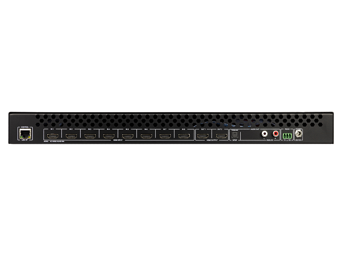 AVPro Edge AC-MX82-AUHD-RM 8x2 4K60 18Gbps Rack Matrix and Auto Switch/AVR Bypass