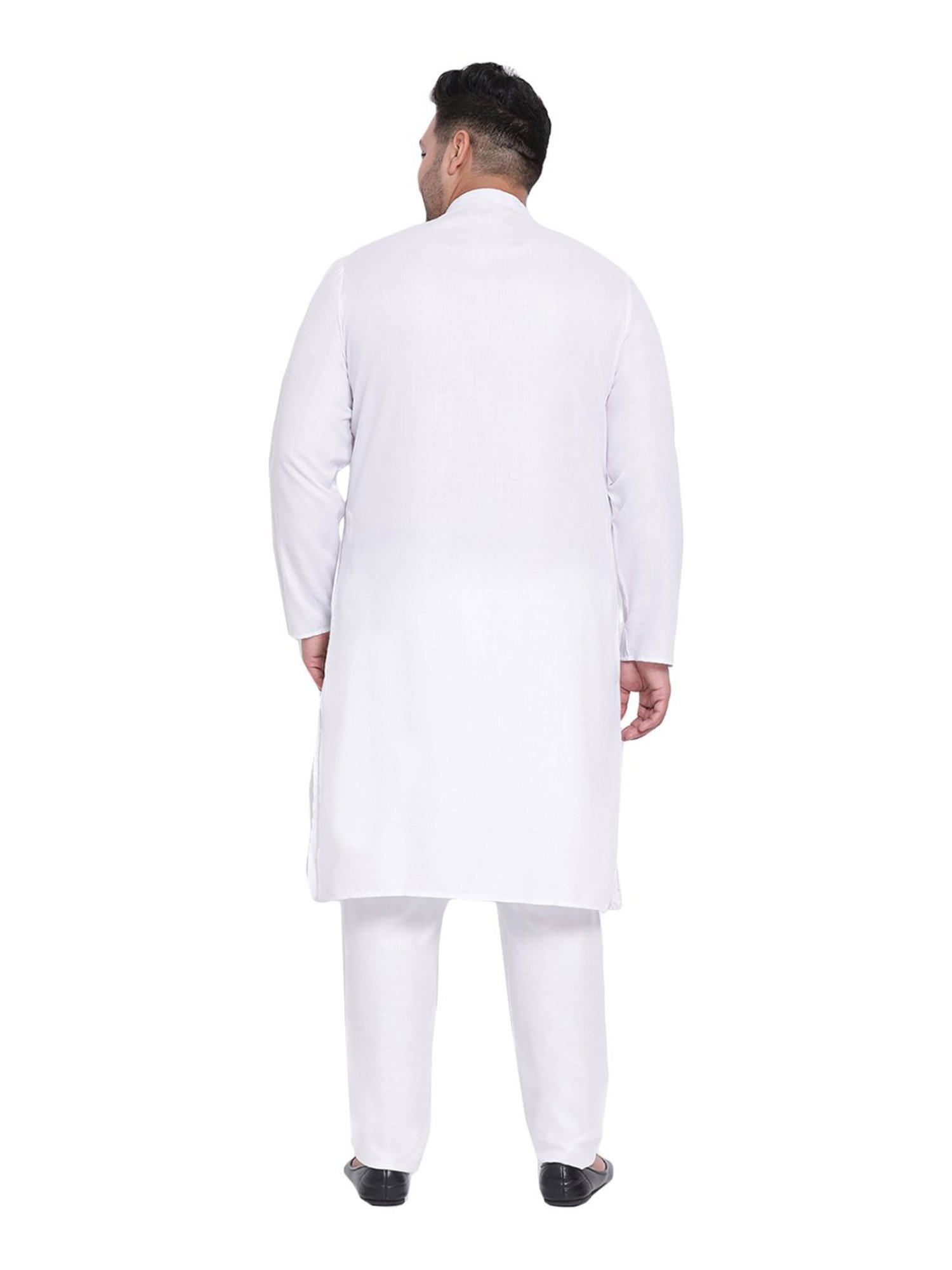 Hangup White Cotton Linen Regular Fit Kurta Bottom Set
