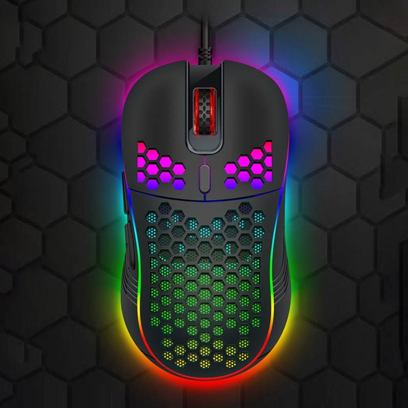 IMICE T98 7200DPI RGB Mouse Onboard Memory Honeycomb Hollow Ergonomic Design Extreme Responsiveness Wired Gaming Mouse for Gaming Computers