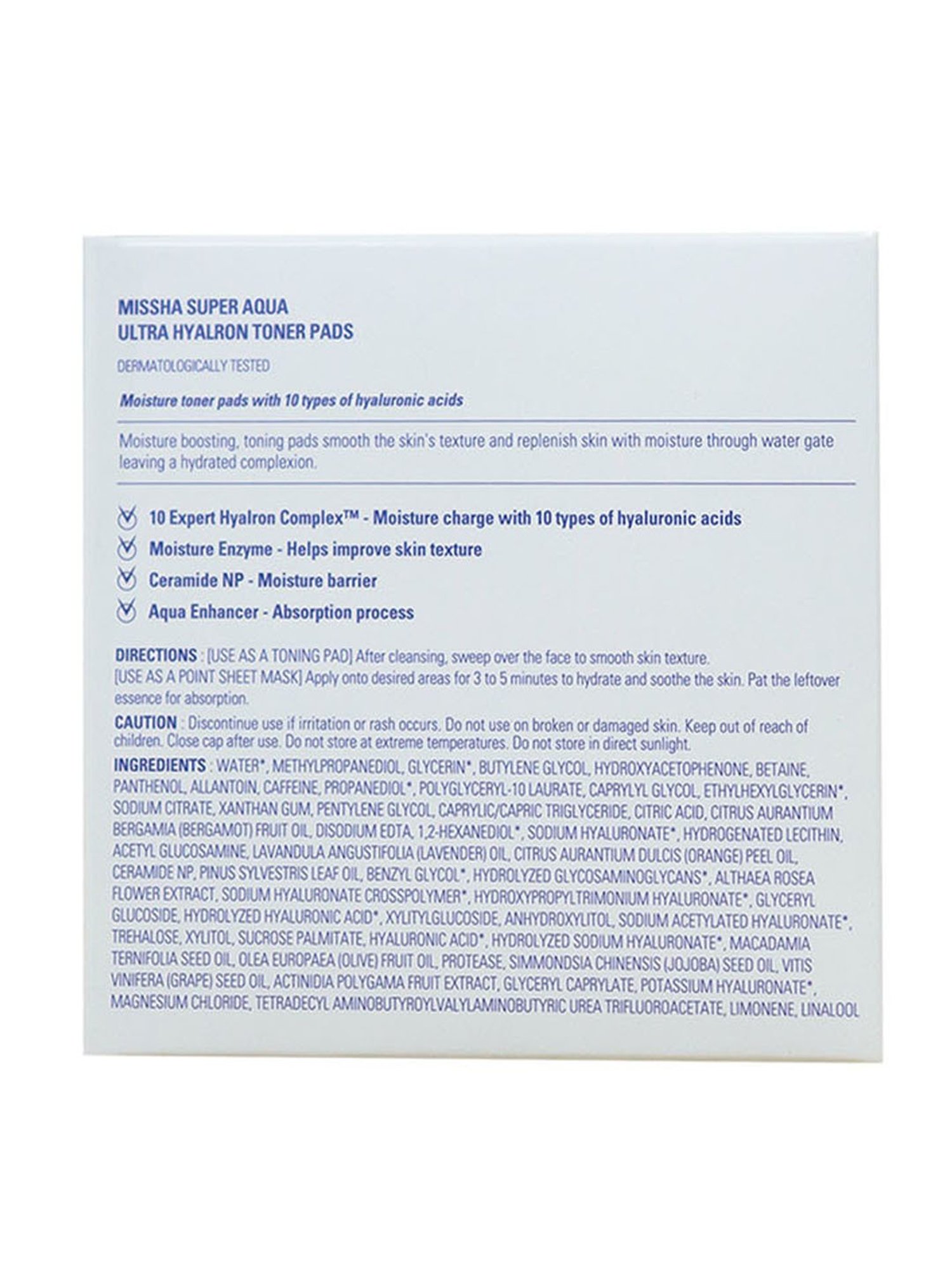 MISSHA Super Aqua Ultra Hyalron Toner Pads - 180 gm