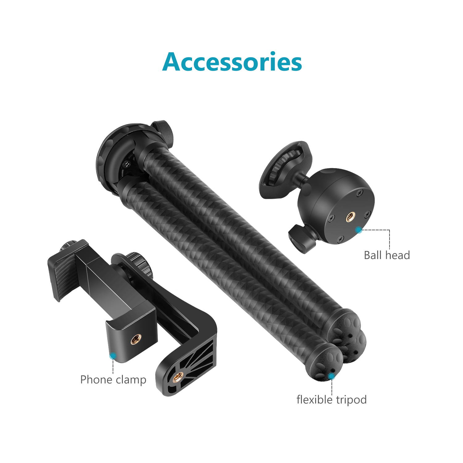 Neewer 12 inches Flexible Tripod with 1/4-inch Screw Mount and Ball-Head 360 Degree Rotatable Phone Clip for iPhone Samsung Huawei Smart Phone and DSLR Camera for Photo Video Photography