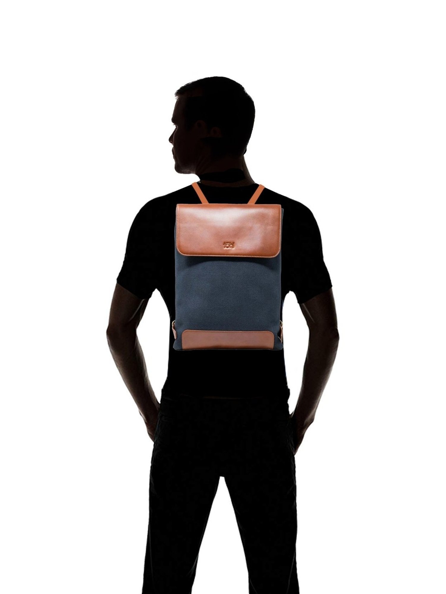 Tohl Blue Leather Large Convertible Backpack