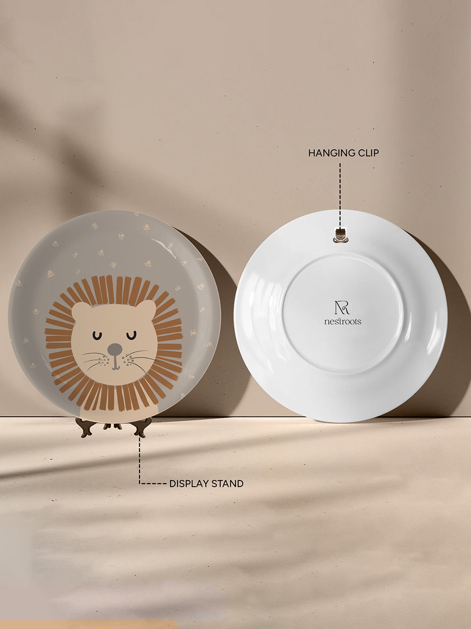 Nestroots Colorful Companions Grey Porcelain Decorative Wall Plate