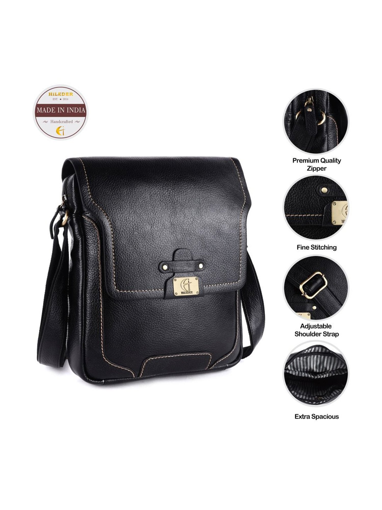 HiLEDER Black Solid Medium Cross Body Bag