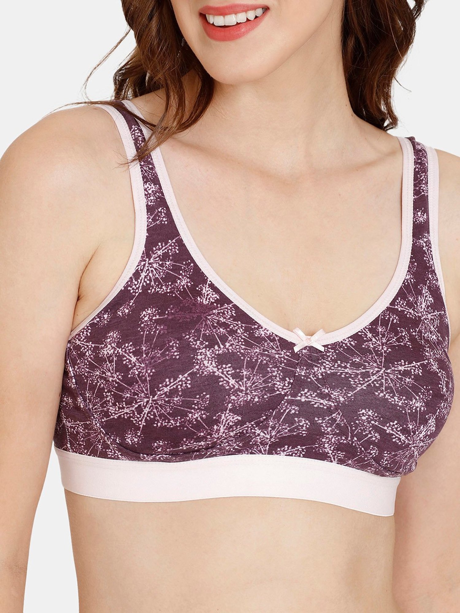 Rosaline by Zivame Purple Printed Half Coverage Double Layered Bralette